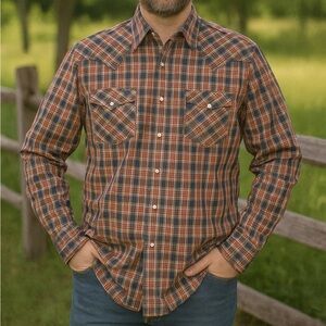 Rockmount Ranch Wear Men's Plaid pearl snap Shirt size XXL‎